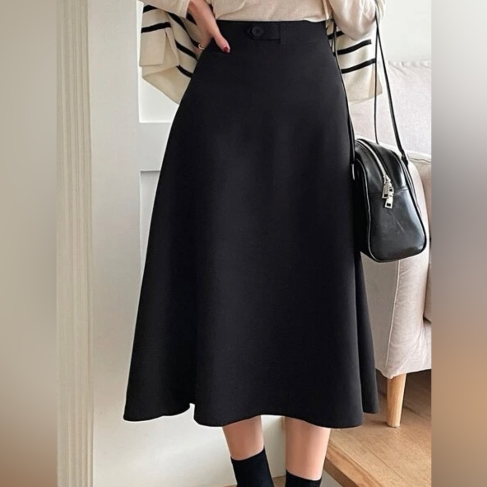 Dazy High Waisted Button Detail A-line Skirt